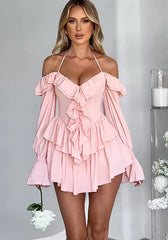 Women's Ruffled Long-sleeved One-piece Shorts