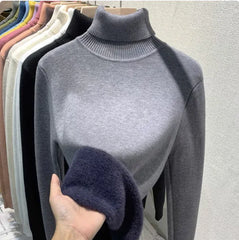 Cozy Velvet Art Retro Turtleneck Pullover Sweater