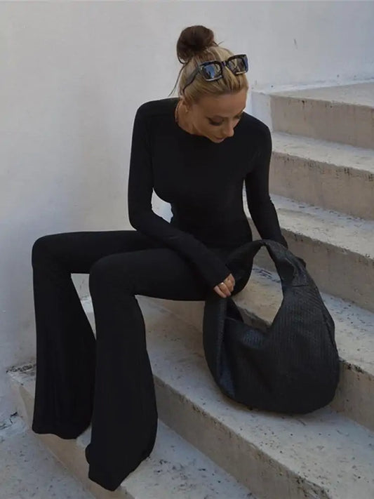 Macacões Casuais de Calça Boca de Sino