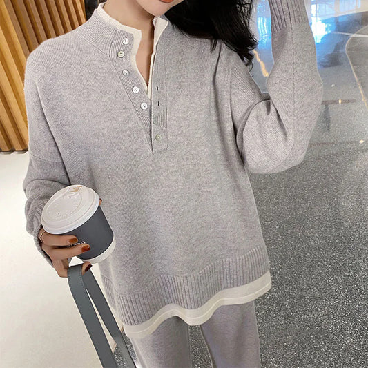 Loose Leisure Pullover Sweater Two-piece Set